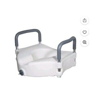 Drive Medical RTL12027RA 2-in-1 Raised Toilet Seat w/Removable Padded Arms